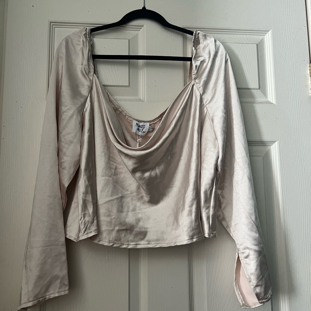 Princess Polly Cropped Satin Blouse